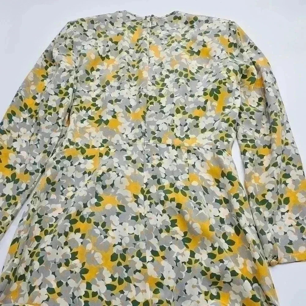 Womens Size 6 Floral 100% Silk Long Sleeve Dress - Picture 3 of 11